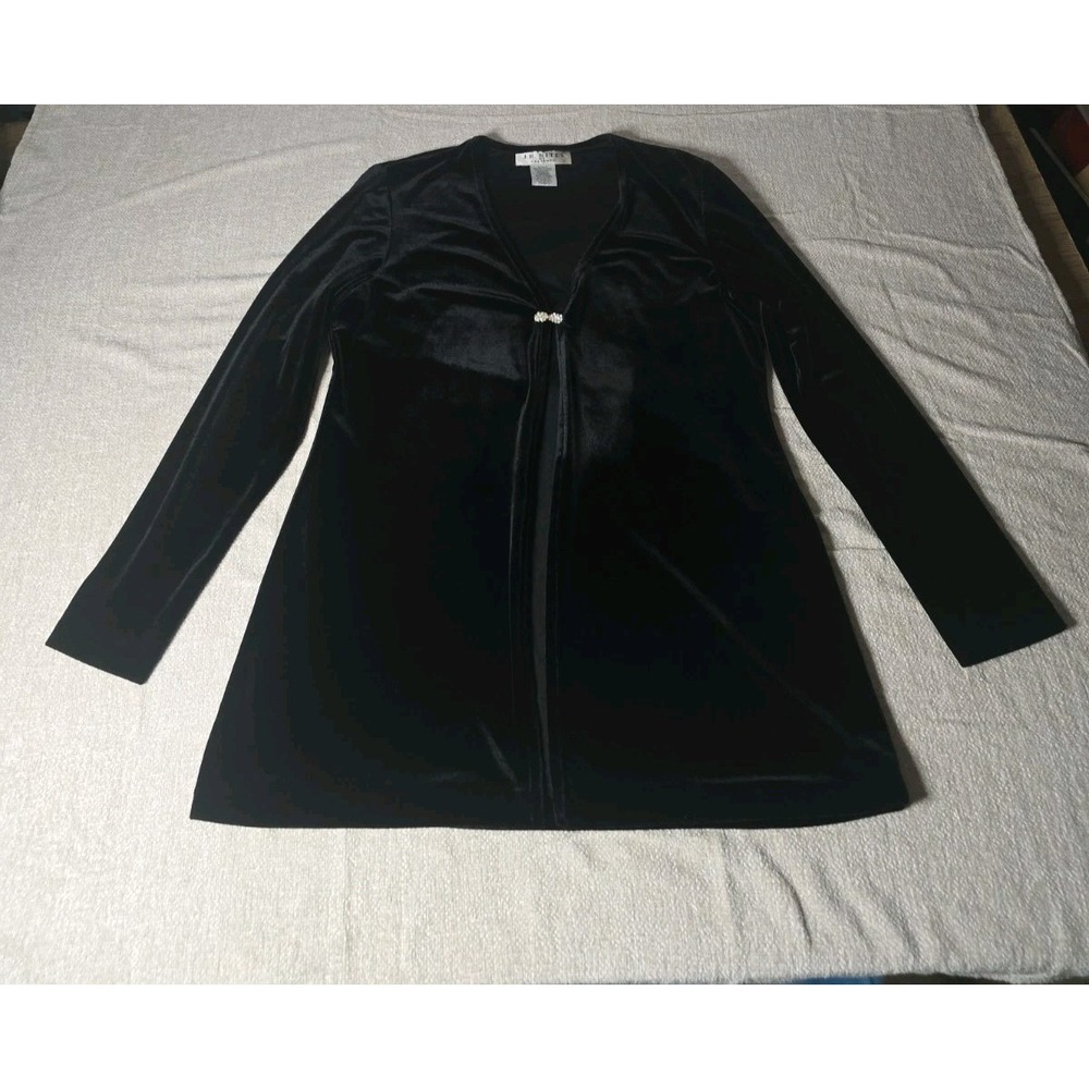 J.R. Nites By Caliendo Velvet Cardigan  Vintage Y2K‎ Open Front Rhinestone Black